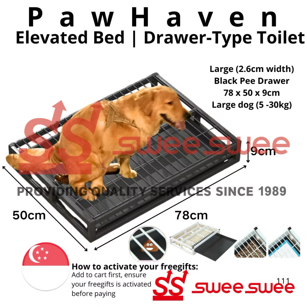 PawHaven Elevated Dog Bed & Drawer-Type Training Toilet – Comfort & Convenience for Your Beloved Pet